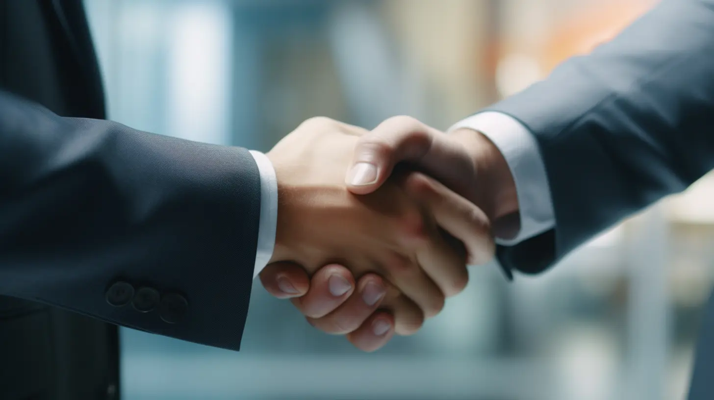 Close-up handshake between two business professionals, signifying joint venture partnerships in commercial real estate
