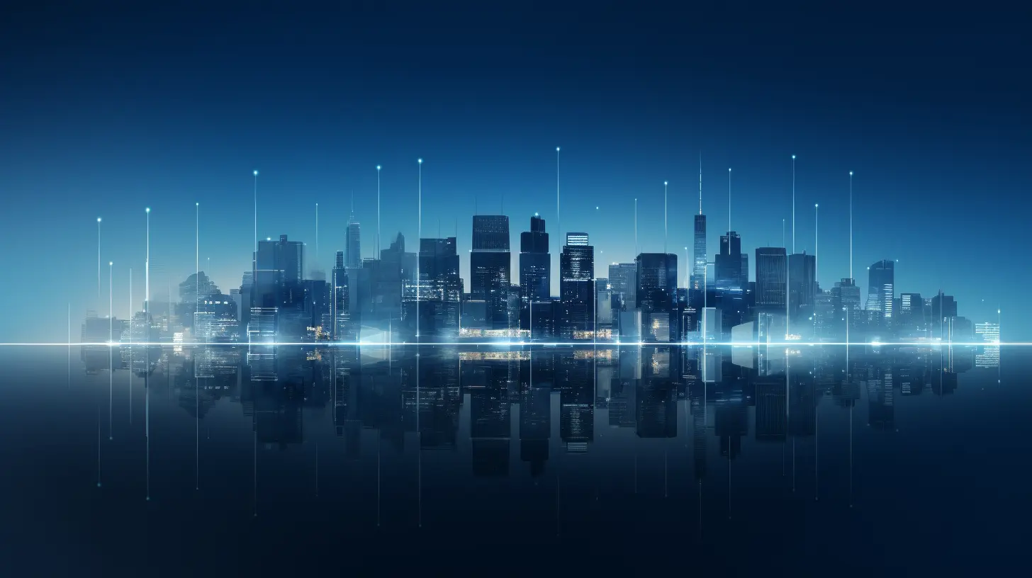 Futuristic city skyline at night representing the technological evolution in commercial real estate