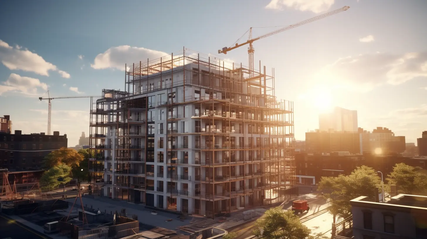 Construction of a new high-rise building at sunset, symbolizing the development process in commercial real estate